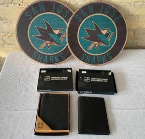 lot 127 image: San Jose Sharks NHL Hockey Wallets and Wall Decor