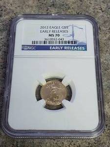 2012 $5 AMERICAN GOLD EAGLE 110th oz GOLD MS70 NGC