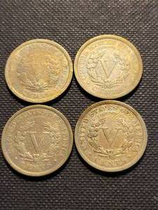 GROUP OF 4 US LIBERTY NICKELS 1904 1905 1906 1907