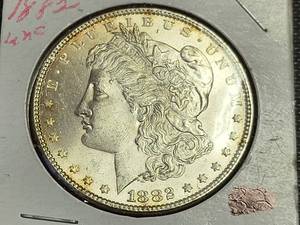 1882 US MORGAN SILVER DOLLAR BU MS64