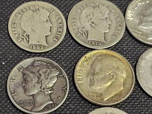 GROUP OF 15 US 90% SILVER DIMES AS PICTURED