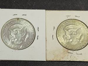 2 BU-UNC KENNEDY 40% SILVER HALF DOLLARS 1968-D 1969-D