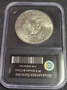 1971 US EISENHOWER 40% SILVER DOLLAR BLACK SLAB
