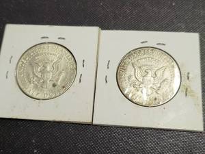 2 KENNEDY 1964 SILVER HALF DOLLARS AS PICTURED