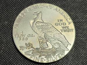 1 TROY OZ .999 FINE SILVER INCUSE INDIAN DESIGN