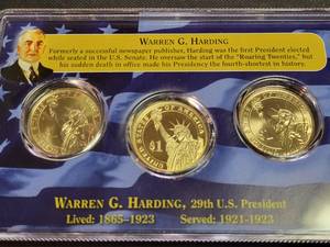 3 US PRESIDENTIAL DOLLAR SET WITH PROOF � HARDING