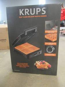 lot 336 image: KRUPS Stainless Steel 4 Slice Belgian Waffle Maker with Removable Plates