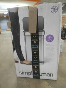 lot 373 image: simplehuman Stainless Rectangular Step Trash Can Brushed Silver (FEW SMALL DENTS)