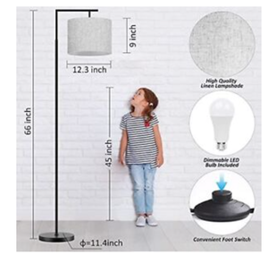 lot 476 image: PESRAE Floor Lamp for Living Room, LED Floor Lamp in Black
