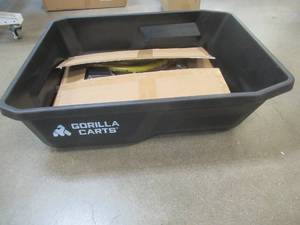 lot 455 image: Gorilla Carts GCR-4 4 Cu. Ft, 300-pound Capacity, Poly Yard Cart, BlackYellow (MISSING WHEELS)