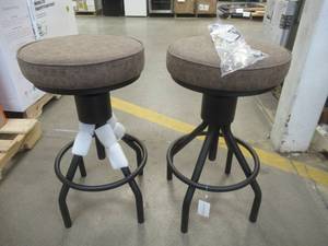 lot 493 image: BOKKOLIK Set of 2 Vintage Bar Stools Swivel PU Seat 23-33inch Height Adjustable