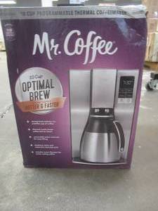 lot 525 image: Mr. Coffee BVMC-PSTX95 10-Cup Optimal Brew Thermal Coffee Maker, Stainless Steel