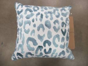 lot 626 image: 20x20 Oversize Miron Cheetah Printed Square Throw Pillow in Blue