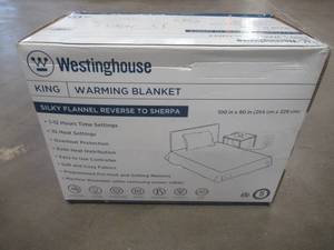 lot 628 image: Westinghouse Electric Blanket Heated Blanket  10 Heating Levels & 1 to 12 Hours Heating Time Settings  Flannel to Sherpa Reversible King Size in Beige