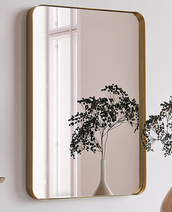 lot 594 image: Gold Framed Mirror 30 in x 40 in Rounded Corners