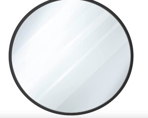 lot 595 image: 30 in Iron Framed Round Mirror in Black