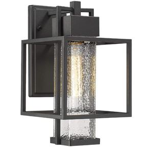 lot 669 image: Osimir Outdoor Wall Lantern Light, 1 Light Exterior Wall Sconce Lantern in Black Finish with Bubble Glass Lamp Shade