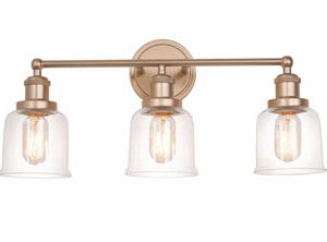 lot 671 image: LNC A04023 Contemporary Dark Gold 3-Light Bath Lighting Sconce