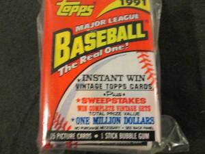 165.     6 1991 Topps Baseball Pack...