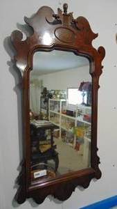 lot 4 image: Vintage Walnut Mirror 22.5in x 42in