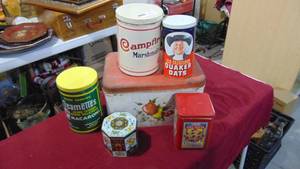 lot 51 image: 6- Vintage and Newer Tins