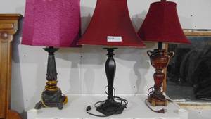 lot 62 image: 3-Table Lamps with Shades