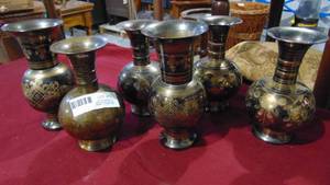 lot 72 image: Set of 6 Brass Vases from India