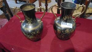 lot 80 image: 2-Decorative Brass Vases