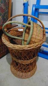 lot 88 image: Large Vintage Lined Basket and Small Basket