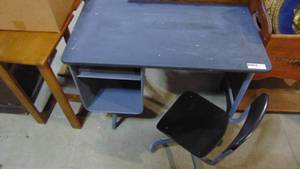 lot 108 image: Childs Desk and Chair with Chalk Board Top