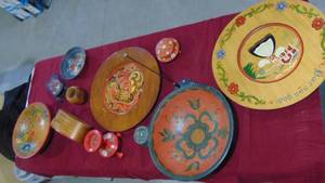 lot 132 image: Lot of Rosemalded Wood Items