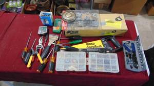 lot 168 image: Box of Misc Tools, Screws