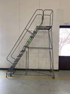 lot 19 image: ULINE Rolling 10 step Warehouse Ladder 450 lb capacity