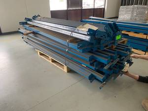 lot 28 image: 3 Pallets of 9 Blue Beams SpaceRak