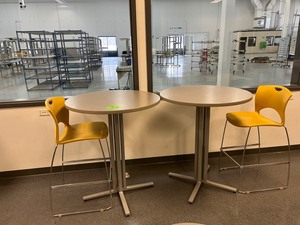 lot 88 image: Lot of High-Top Break Room Tables and Stools