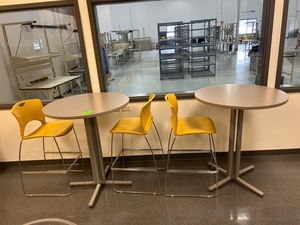 lot 89 image: Lot of High-Top Break Room Tables and Stools