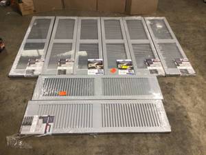 lot 27 image: Mix Lot of Builders Edge Louvered Vinyl Exterior Shutters Pair in Paintable, Review all pictures