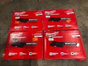 Milwaukee PACKOUT 22.3 in. Black Resin Racking Shelf with Metal Reinforced Frame, Lot of 4, Customer returns, Review all pictures