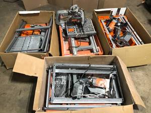 Mix Lot of assorted ridgid wet tile saws, Customer returns, Review all pictures