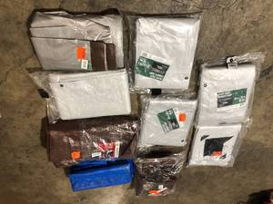 Mix Lot of assorted Tarp Coverings, Various colors and sizes, review all pictures