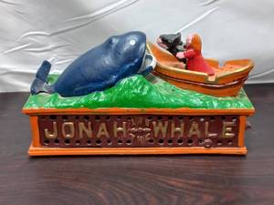 lot 2 image: Old Cast Iron Mechanical Jonah And The Whale Bank