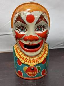 lot 30 image: Vintage J. Chein And Co. Tin Clown Bank
