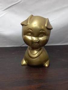 lot 65 image: Vintage Brass Or Similar Material Pig Bank