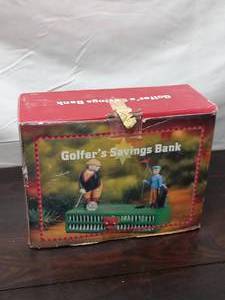 lot 92 image: Vintage 1994 Cast Iron Golfers Savings Bank Mechanical Bank