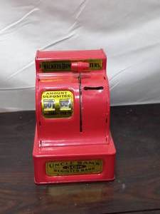 lot 127 image: Vintage Uncle Sams 3 Coin Register Bank