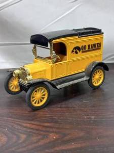 lot 145 image: Vintage ERTL Replica Ford 1913 Model T Van Go Hawks Coin Bank