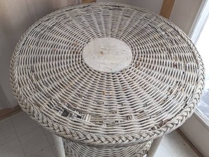 lot 28 image: Painted Vintage Wicker Accent Table