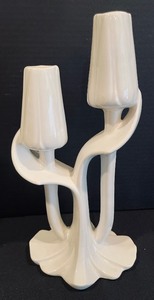 lot 108 image: Pair of Vintage White Porcelain Tulip Candle Holders