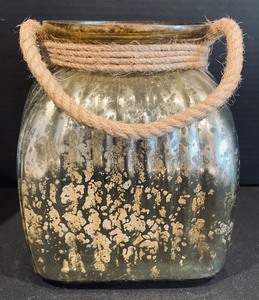 lot 121 image: Trio of Distressed Metallic Gold and Silver Accented Jars