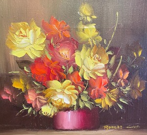 lot 123 image: Original Oil on Canvas Unframed Floral Art by Robert Cox